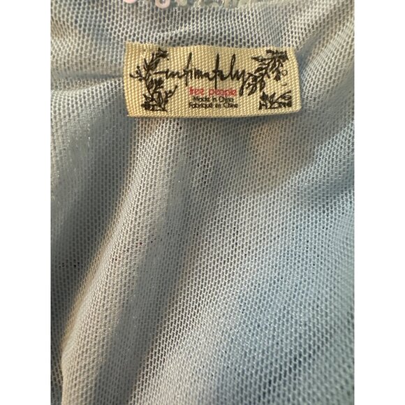 Free People Entwined Sequin Bodysuit V-Neck Adjustable Straps Light Blue S - Picture 4 of 4